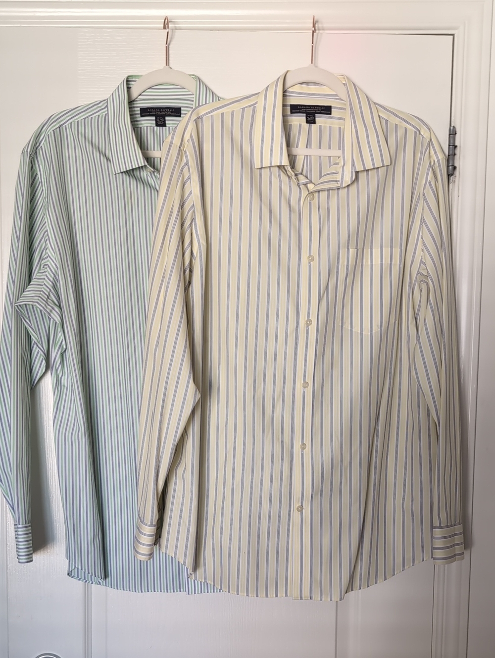 Banana Republic Yellow and Blue Striped Dress Shirt (Pair)